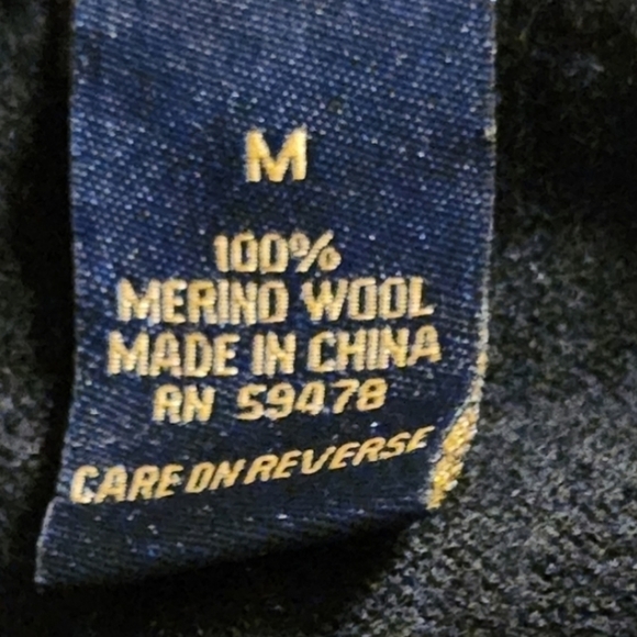 Garret Scott v neck patterned sweater 200% merino wool black grey size medium - Picture 3 of 4